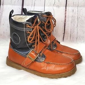 Cadillac Faux Leather Lace-up Strap Buckle Winter Boots AS IS Mens Size 7.5